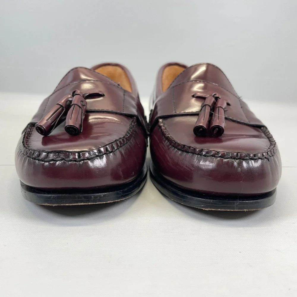 GH Bass & Co Harrison II Tassel Loafers Mens Size 9.5 EE Burgundy Leather Shoes